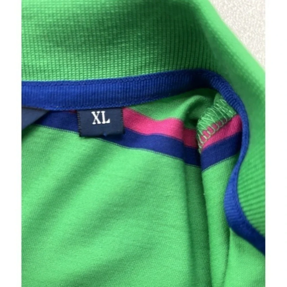 Polo Golf Ralph Lauren Polo Shirt Men XL Green Stripes Regular Hi-Low Slit Pima